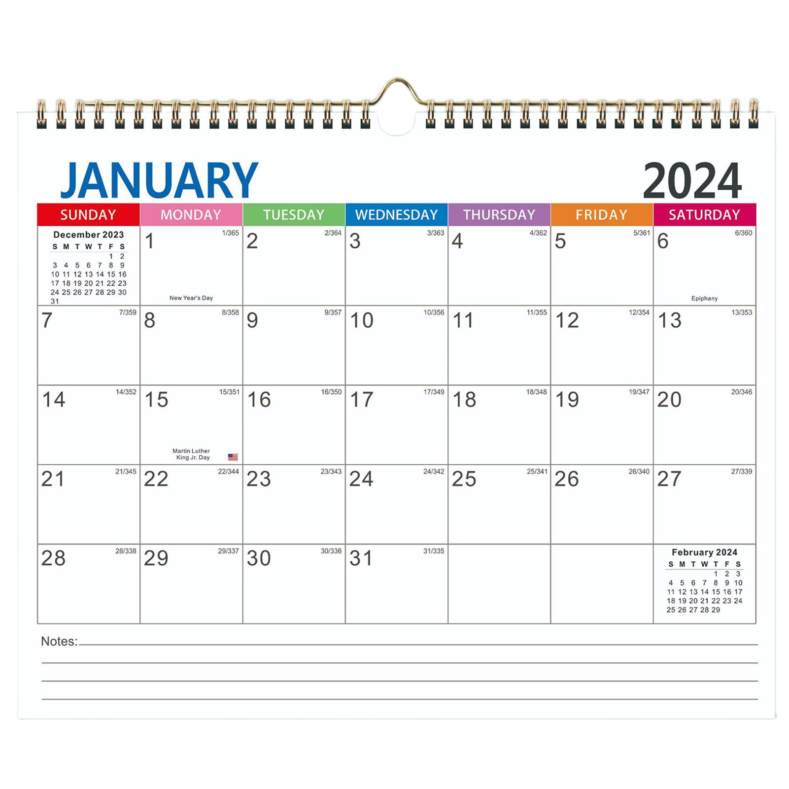 DISHAN Coil Binding Wall Calendar Wall Calendar 20242025 English