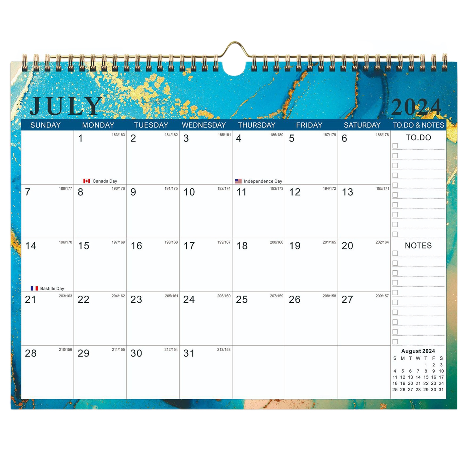 DISHAN Coil Binding Wall Calendar Wall Calendar 20242025 English