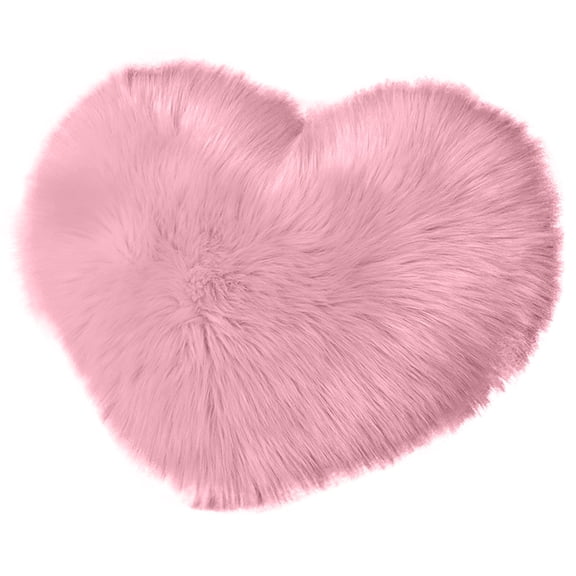 Hevirgo Fuzzy Long Faux Fur Love Heart-Shaped Throw Pillow - Fluffy Sofa Bedroom Decoration - Lumbar Back Cushion - Home Supplies