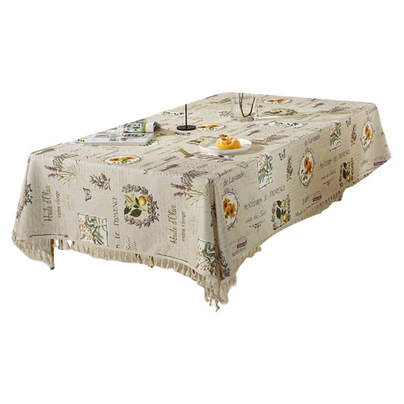 DISHAN Letter Printing Table Cloth - Waterproof - Oilproof - Retro Impression Pattern - Dining Table Cover - Decoration - Kitchen Gadget