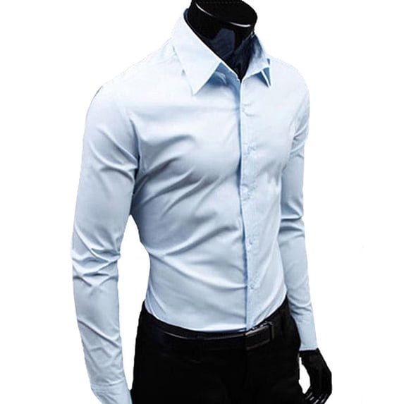 DISHAN Men's Shirt Button-down Closure Anti-wrinkling Odorless Long-sleeve Button-down Shirt for Daily Life