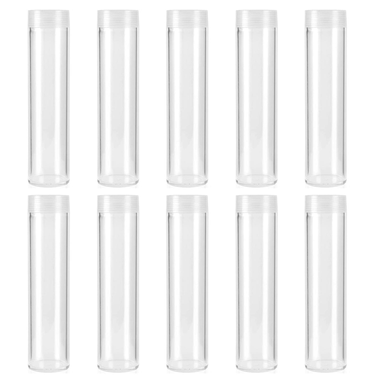 DISHAN Round Coin Tube 10pcs Coin Tube Transparent Plastic Coin Tube Organizer