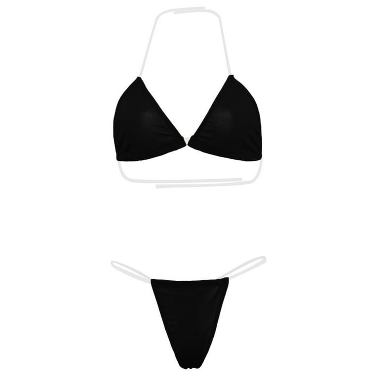 DISHAN Transparent Strap Push-up Bikini Set Two Pieces Halter Triangle Bra  High Waist Thong Swimwear for Beach