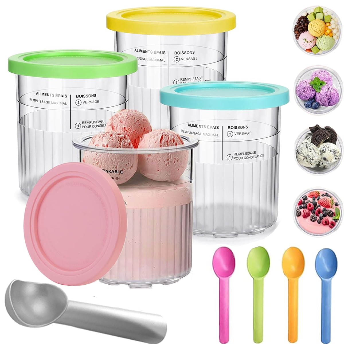 DISHUECO 24oz Containers Replacement for Ninja Creami Deluxe Pints and with