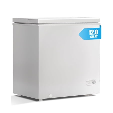 DISHUP 12.0 Cu.Ft Chest Freezer, Deep Freezer with Removable Basket, Adjustable Temperature, for Home/Office/Garage/Bar,White
