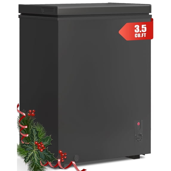 DISHUP 3.5 Cu.Ft Chest Freezer, Small Deep Freezer with Removable Basket, Adjustable Temperature, for Home/Office/Garage/Bar