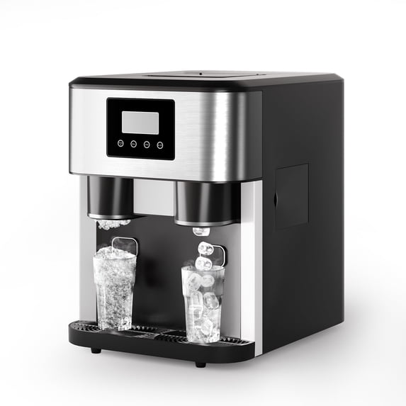 DISHUP 3 IN 1 Water Dispenser with Ice Maker & Crusher, 40 lbs/24H Ice Maker Machine, Self Cleaning, Home/Office, Black