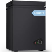 DISHUP 7.0 Cu.Ft Chest Freezer, Deep Freezer with 7 Level Adjustable Thermostat & Removable Basket, Low NoiseWhite