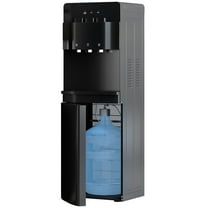 DISHUP Bottom Loading Water Dispenser, Hot/Room/Cold Water Cooler, 3-5 Gallon Bottles, Ideal for Home/Office, Black