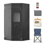 DISHUP Portable Steam Sauna, Personal Sauna Tent for Home, Sauna Box with 3L & 1500W Streamer, Remote Control, Foldable Chair