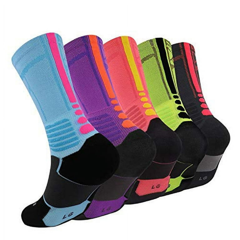 Elite Basketball Socks, Cushioned Dri-Fit Athletic Crew Socks - Thick Sports Socks Men & (5 Pairs Sort C), Medium - Walmart.com