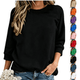 thumbnail image 1 of DISKEBUISS 3/4 Sleeve Sweatshirts for Women Loose Fit Crew Neck Pullover Tops Classic Fall & Winter, 1 of 8