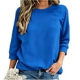 thumbnail image 1 of DISKEBUISS 3/4 Sleeve Sweatshirts for Women Loose Fit Crew Neck Pullover Tops Classic Fall & Winter, 1 of 5