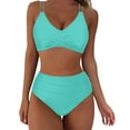 thumbnail image 1 of DISKEBUISS Bathing Suits for Womens Swimsuit Summer Solid Color Slim Bikinis Fashion Outfits S-XXL, 1 of 6