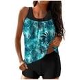 thumbnail image 1 of DISKEBUISS High Waisted Bikini Sets for Women Summer Swimwear Print Modest Swimsuit Swim Tank Top with Shorts, 1 of 5