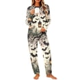 thumbnail image 1 of DISKEBUISS Pajama Sets for Women Halloween Print Long Sleeve Tops & Pants 2 Piece Casual Home Comfort, 1 of 5