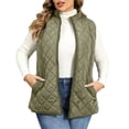 thumbnail image 1 of DISKEBUISS Plus Size Quilted Puffer Vest for Women Stand Collar Sleeveless Zip Up Gilet with Pockets for Fall Winter, 1 of 7