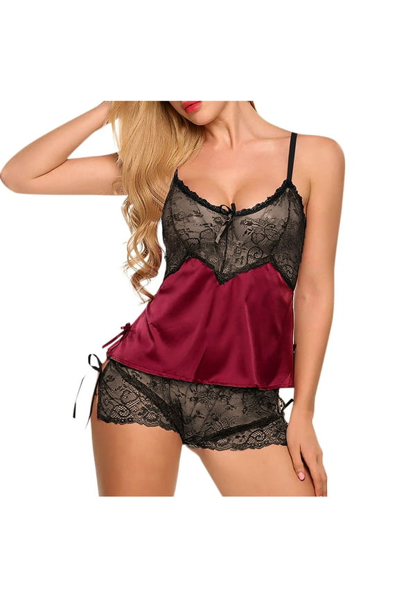 Women Lingerie Floral Lace Sheer Breathable V Neck Nightgown Size S-3XL