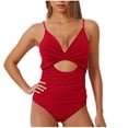 thumbnail image 1 of DISKEBUISS Women One Pieces Swimsuit Tummy Control Cut Out Swimwear High Waisted Bathing Suit S-XXL, 1 of 4