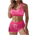 thumbnail image 1 of DISKEBUISS Women Swimsuit Summer Beach Solid Color Bathing Suits Top with Shorts Swim Suits, 1 of 7