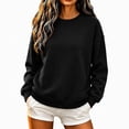 thumbnail image 1 of DISKEBUISS Women's Crew Neck Sweatshirt Long Sleeve Oversized Pullover Top for Fall Winter Casual Solid Shirt, 1 of 6