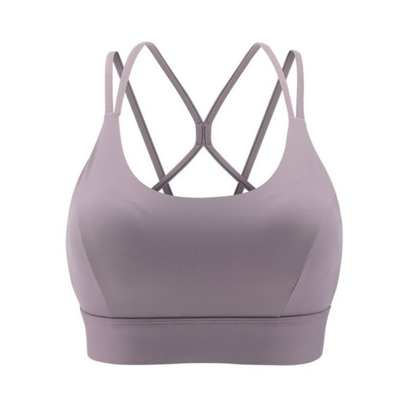 DISKEBUISS Women's Cross-Back Push Up Sport Bra - Seamless Comfy for Yoga Fitness - S-XXL