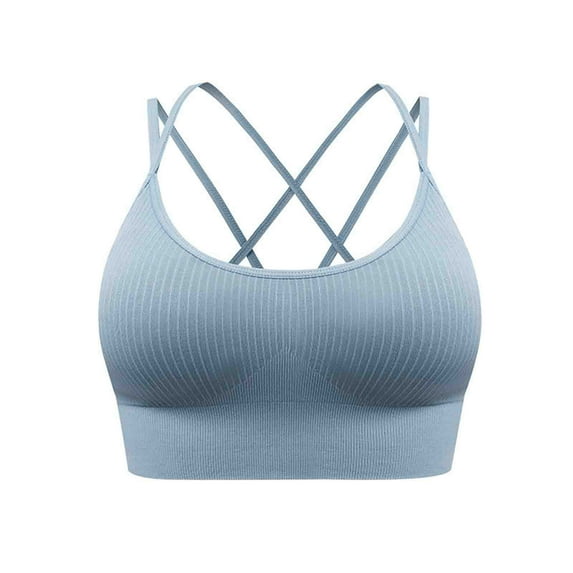 DISKEBUISS Women's Cross-Back Push Up Sport Bra - Seamless Comfy for Yoga Fitness - S-XXL