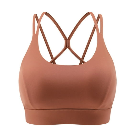 DISKEBUISS Women's Cross-Back Push Up Sport Bra - Seamless Comfy for Yoga Fitness - S-XXL