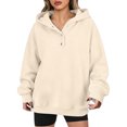 thumbnail image 1 of DISKEBUISS Women's Henley Button Pullover Hoodie Raglan Long Sleeve Fleece Sweatshirt with Pockets Casual Fall Winter Tops, 1 of 6