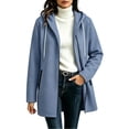 thumbnail image 1 of DISKEBUISS Women's Hooded Mid Length Coat Asymmetric Zipper Long Sleeve Jacket Casual Outerwear with Pockets for Fall Winter, 1 of 5