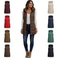 thumbnail image 1 of DISKEBUISS Women's Long Hooded Puffer Vest Sleeveless Quilted Mid-Length Padded Gilet with Pockets for Fall Winter, 1 of 8
