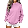 thumbnail image 1 of DISKEBUISS Women's Mock Neck Sweatshirt Long Sleeve Loose Casual Pullover for Fall Winter Basic Tops, 1 of 4