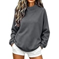 thumbnail image 1 of DISKEBUISS Women's Mock Neck Sweatshirt Long Sleeve Loose Casual Pullover for Fall Winter Basic Tops, 1 of 4
