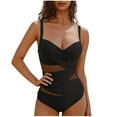 thumbnail image 1 of DISKEBUISS Women's One Pieces Swimsuit V Neck Back Hook Cutout Adjustable Straps Ruched Mesh Bathing Suit Swimwear S-XXL, 1 of 7
