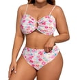 thumbnail image 1 of DISKEBUISS Women's Plus Size Bikini Set - O-Ring Linked Two Piece Floral Swimsuit with Cheeky Bottoms, 1 of 8