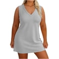 thumbnail image 1 of DISKEBUISS Women's Plus Size Dresses V Neck Sleeveless Dress for Summer & Spring Casual Everyday Home Wear, 1 of 6