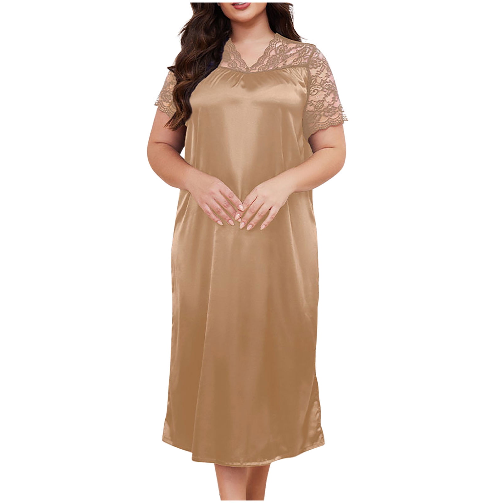 3-Pack Satin silk V Neck Sleep Dress main image 0
