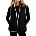 thumbnail image 1 of DISKEBUISS Women's Sherpa Lined Puffer Vest Stand Collar Full Zip Quilted Gilet with Pockets for Fall Winter, 1 of 8