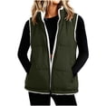 thumbnail image 1 of DISKEBUISS Women's Sherpa Lined Puffer Vest Stand Collar Full Zip Quilted Gilet with Pockets for Fall Winter, 1 of 8