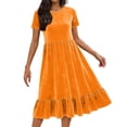 thumbnail image 1 of DISKEBUISS Women's Short Sleeve Dresses Fashion Crew Neck Ruffle Hem Maxi Dress Everyday & Dressy Party, 1 of 8