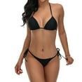 thumbnail image 1 of DISKEBUISS Women's Triangle Bikini Sets Drawstring Tie Two Piece Bathing Suit for Causal Beach & Pool Party, 1 of 7