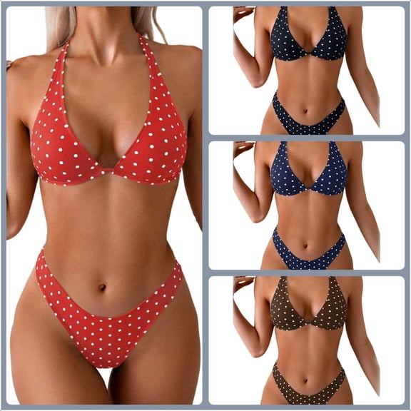 DISKEBUISS Women's Two Piece Bikini Set - Halter Sexy Triangle Swimsuit for Beach & Vacation Cloths