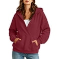 thumbnail image 1 of DISKEBUISS Women's Wrap V Neck Hoodie Long Sleeve Front Kangaroo Pocket Loose Casual Sweatshirt, 1 of 7
