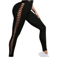 thumbnail image 1 of DISKEBUISS Women's Yoga Pants Fashion Side Cutout High Waist Butt Lifting Leggings Soft Comfort for Workout, 1 of 6