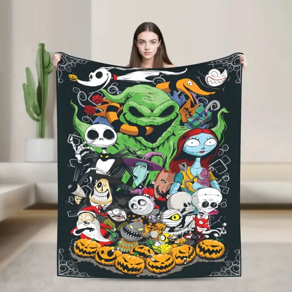 DISNEY CLASSIC Jack Throw Blanket - Soft Flannel, Bed, Sofa, Office - Vibrant Purple & Black Movie Design, Perfect Gift for Fans, Sofa Throw, Gothic Aesthetic