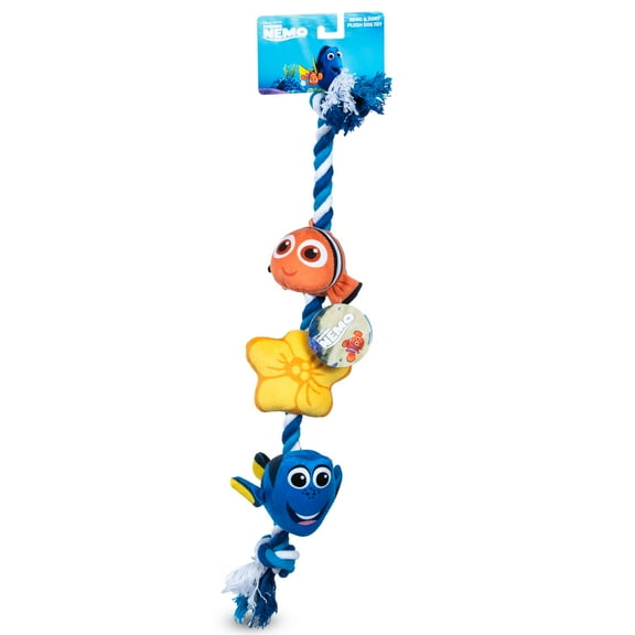 DISNEY FINDING NEMO: Nemo & Dory Plush Figure Braided Rope Squeaker Pet Toy