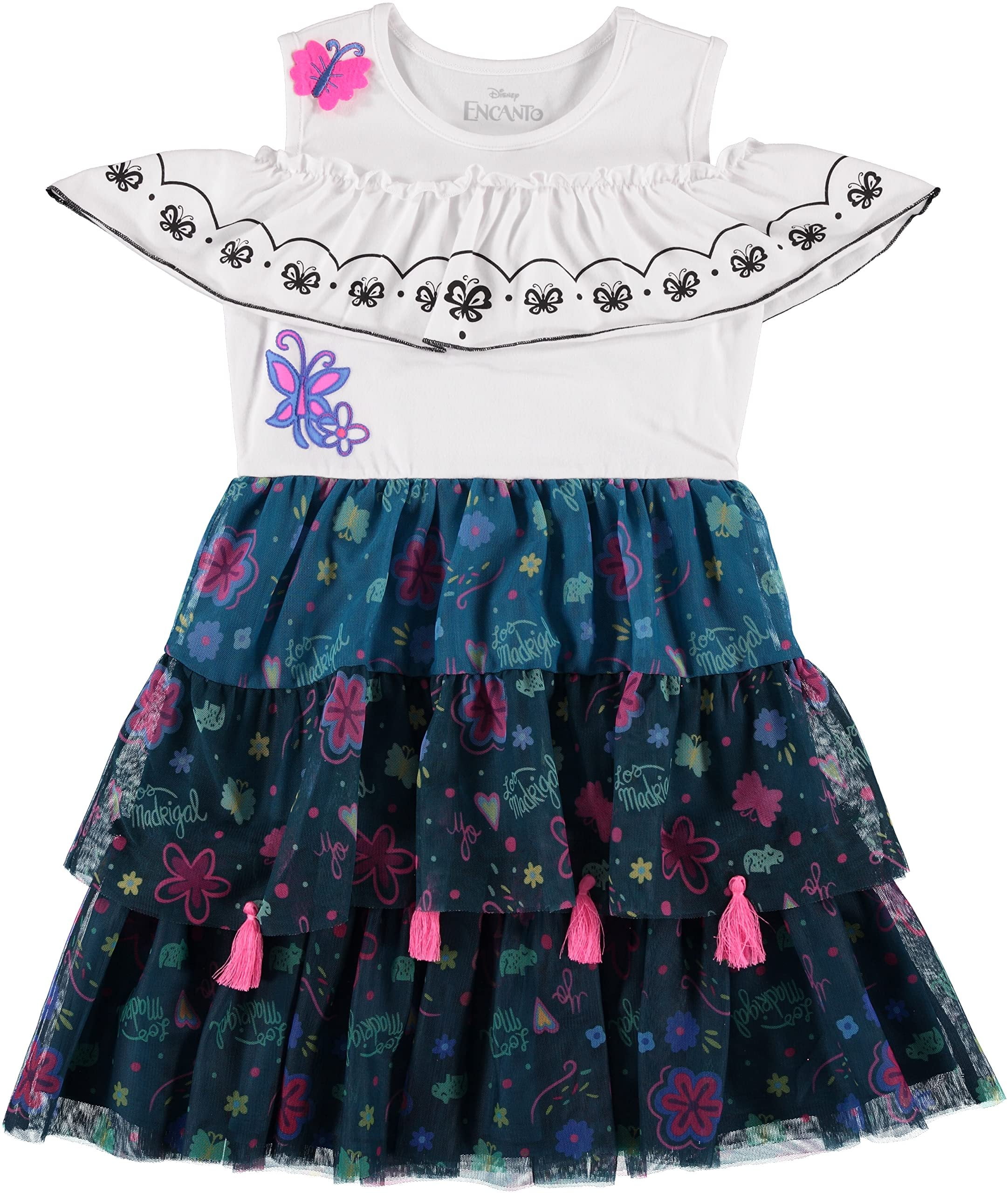 DISNEY Girls Encanto Mirabel Costume Tutu Dress- Little and Big Girls Summer Play Dress Sizes XS-XL
