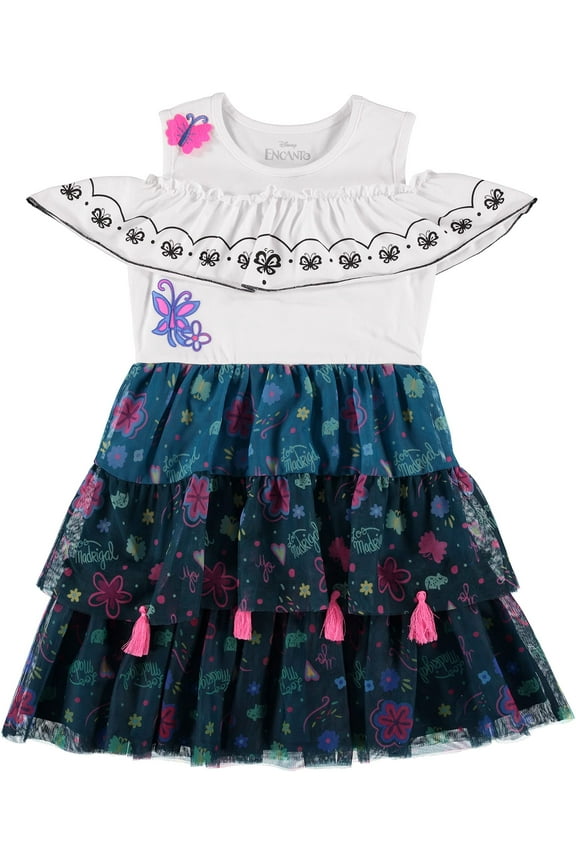 Girls Encanto Mirabel Costume Tutu Dress- Little and Big Girls Summer Play Dress Sizes XS-XL