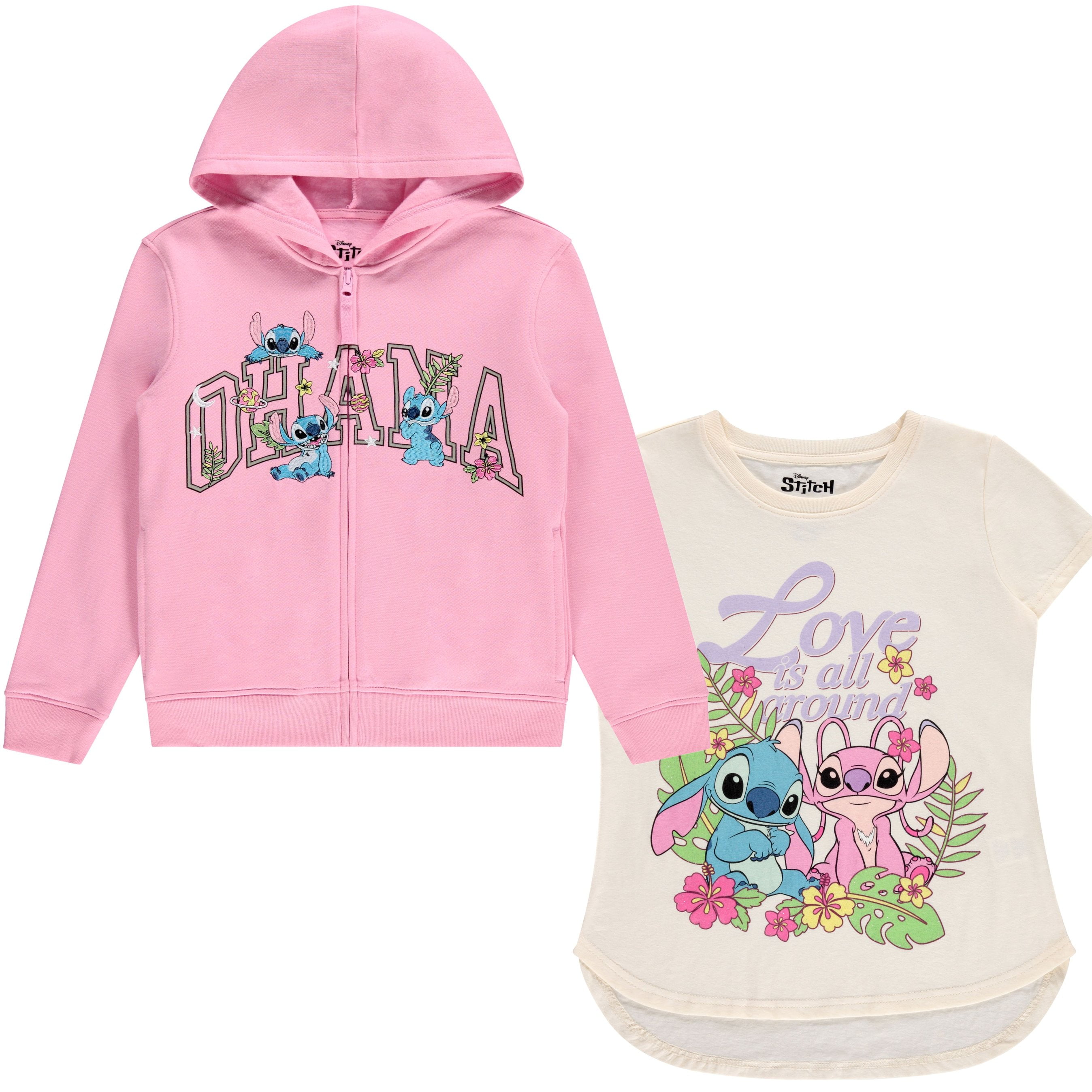 DISNEY Girls Lilo Stitch Zip Up Hoodie Little and Big Girls Sizes 4 16 Pink