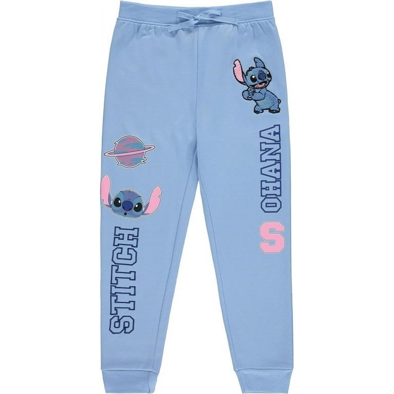 DISNEY Girls Lilo and Stitch Jogger Sweatpants with Minnie Mouse Princesses Little and Big Girls Sizes 4 16 Lt Blue